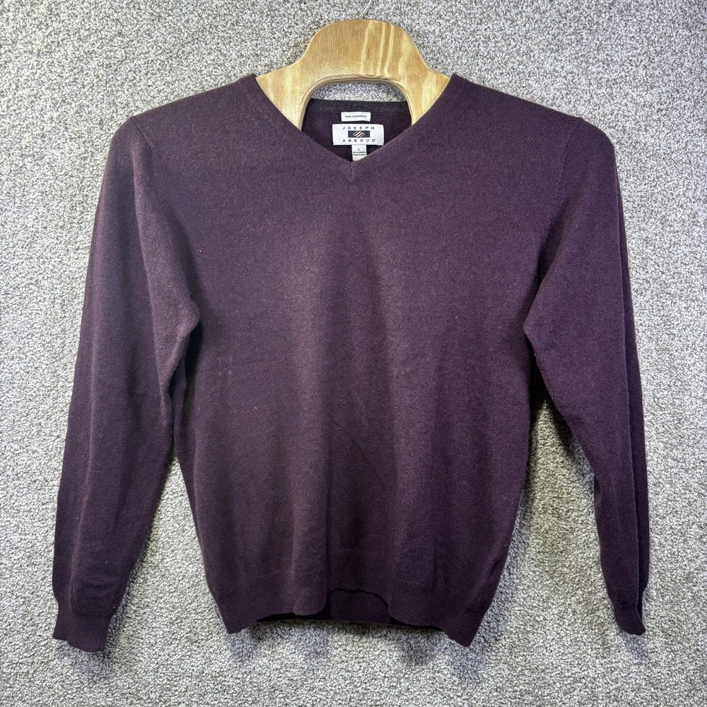 Joseph Abboud Sweater Mens Large Purple Cashmere V Neck‎ Lightweight Pullover
